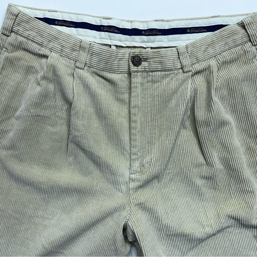 Brooks Brothers Corduroy Pants Mens Size 36x30 Elliot Fit Pleated Cuffed Preppy - Picture 3 of 12